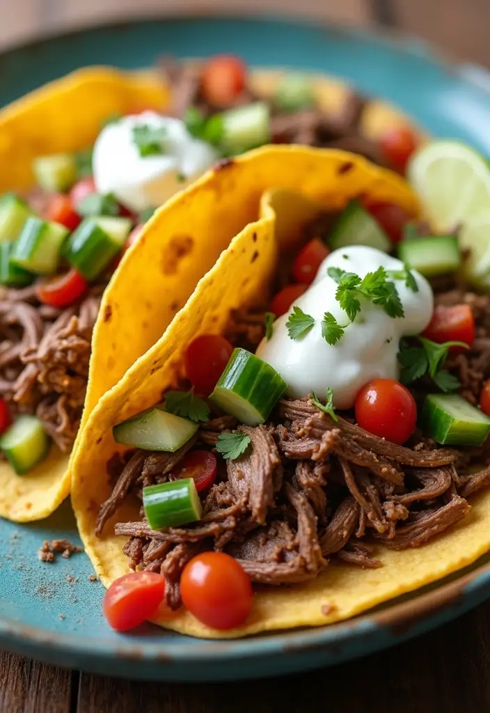 27 Shredded Beef Taco Recipes That Melt in Your Mouth 55 27 Shredded Beef Taco Recipes That Melt in Your Mouth - 9. Mediterranean-Inspired Shredded Beef Tacos