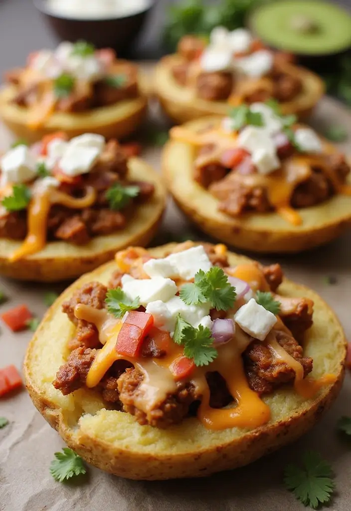 27 Taco Meat Appetizer Recipes for Entertaining 158 27 Taco Meat Appetizer Recipes for Entertaining - 24. Taco Meat Potato Skins