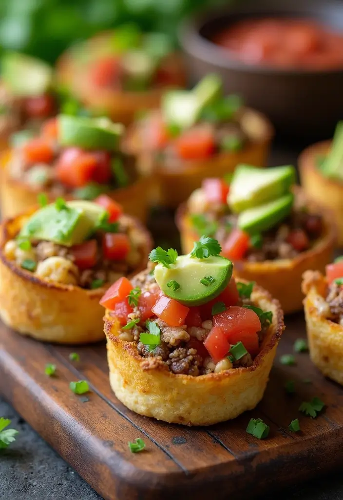 27 Taco Meat Appetizer Recipes for Entertaining 15 27 Taco Meat Appetizer Recipes for Entertaining - 3. Taco Salad Bites