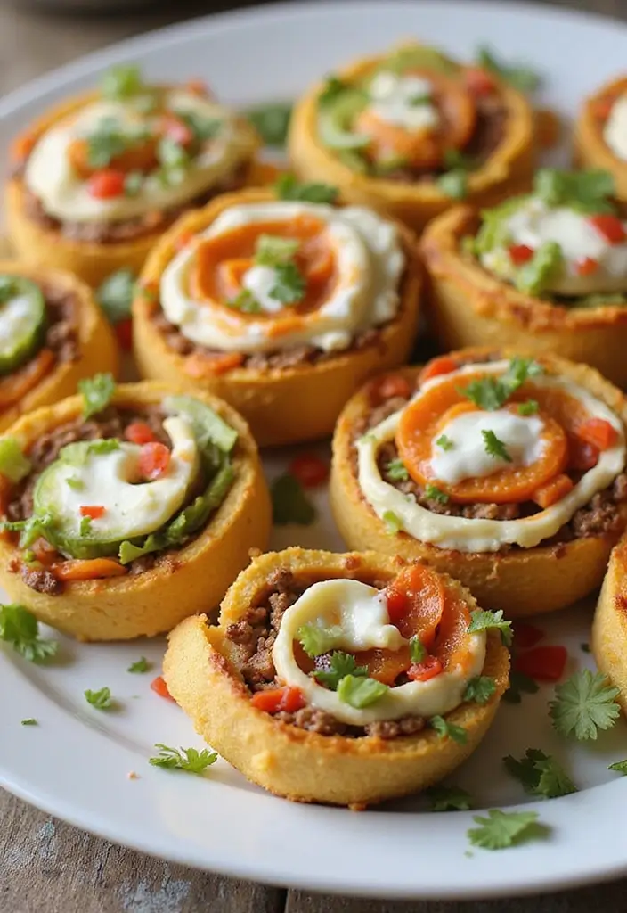 27 Taco Meat Appetizer Recipes for Entertaining 22 27 Taco Meat Appetizer Recipes for Entertaining - 4. Taco Pinwheels