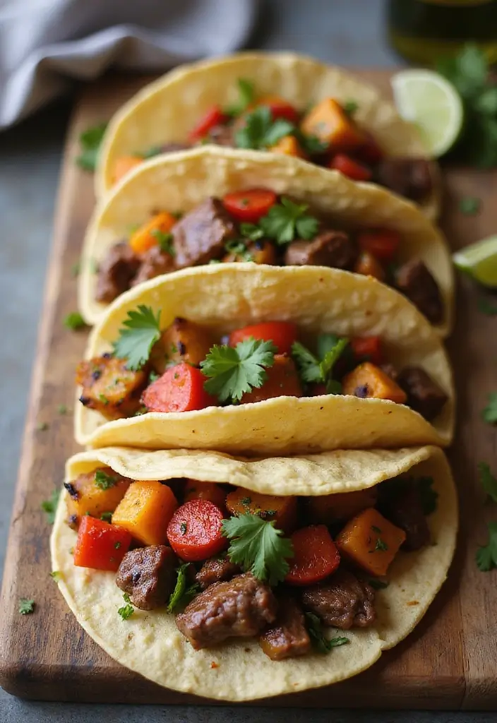 27 Taco Tuesday Recipes with Steak for the Perfect Dinner 81 27 Taco Tuesday Recipes with Steak for the Perfect Dinner - 13. Steak Tacos with Roasted Veggies