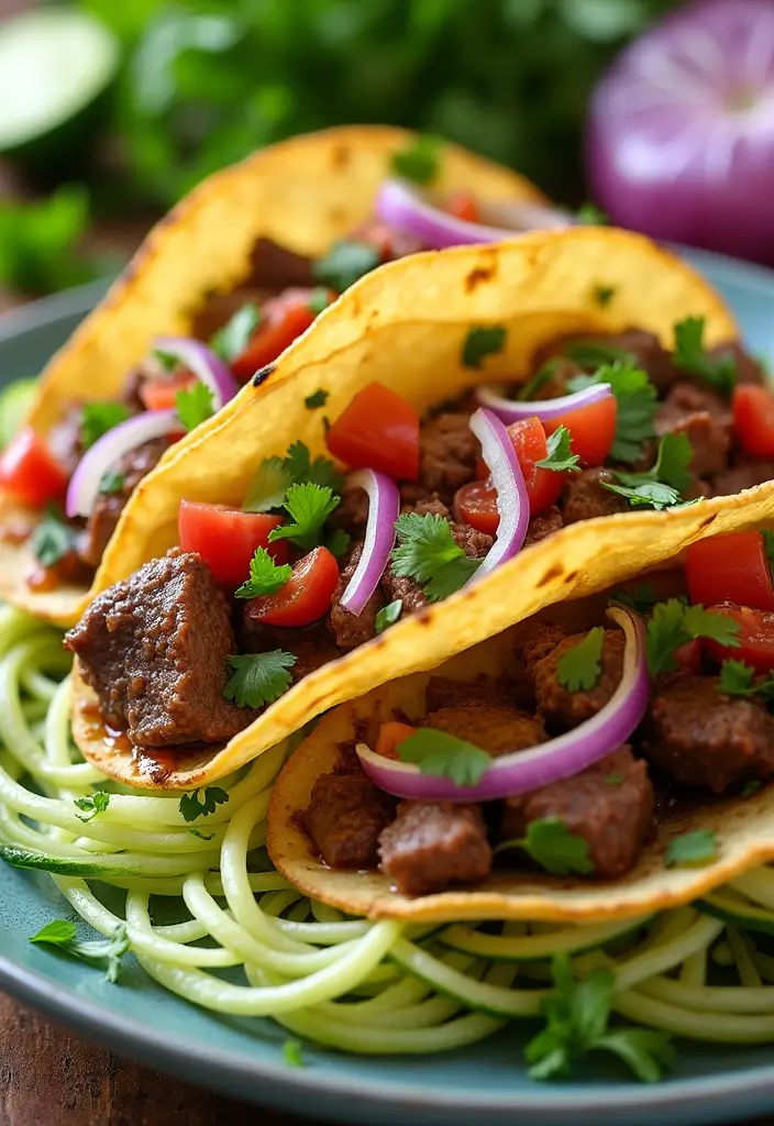 27 Taco Tuesday Recipes with Steak for the Perfect Dinner 133 27 Taco Tuesday Recipes with Steak for the Perfect Dinner - 21. Steak Tacos with Zucchini Noodles