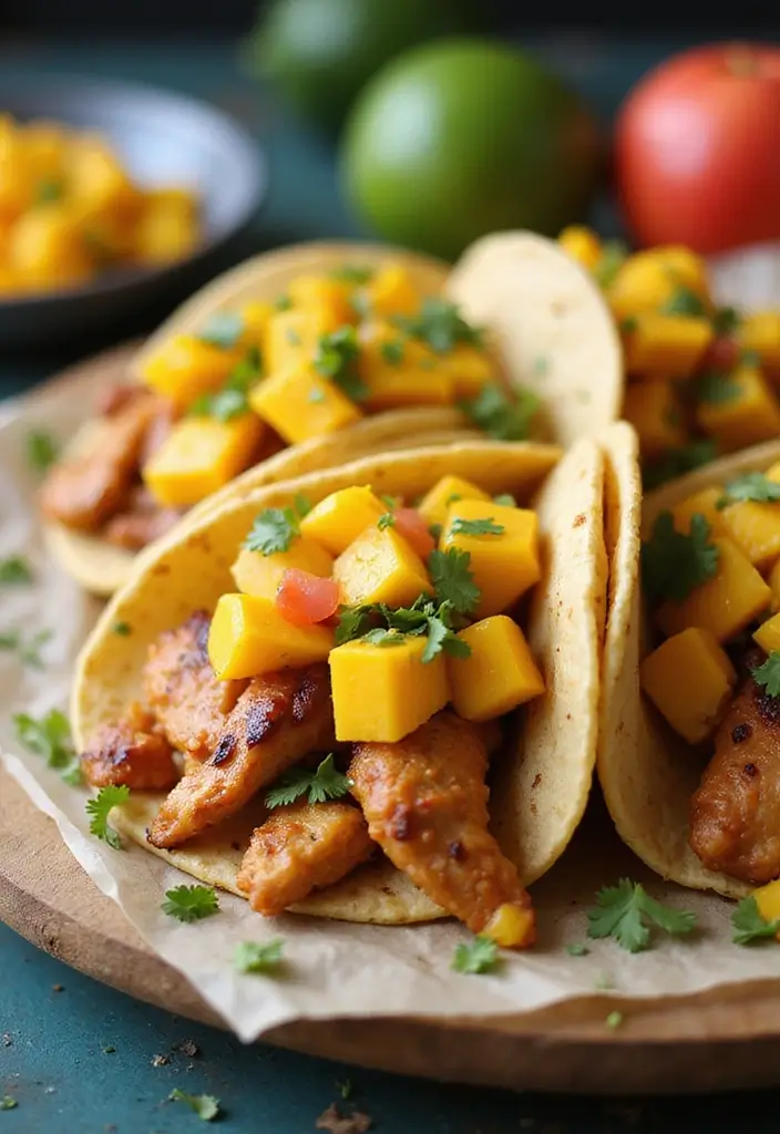 29 Healthy Chicken Taco Recipes for Guilt-Free Dinners 90 29 Healthy Chicken Taco Recipes for Guilt-Free Dinners - 14. Tex-Mex Chicken Tacos with Mango Salsa