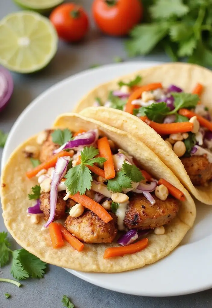 29 Healthy Chicken Taco Recipes for Guilt-Free Dinners 130 29 Healthy Chicken Taco Recipes for Guilt-Free Dinners - 20. Chicken Tacos with Peanut Slaw