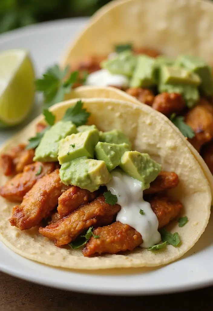 29 Healthy Chicken Taco Recipes for Guilt-Free Dinners 156 29 Healthy Chicken Taco Recipes for Guilt-Free Dinners - 24. Chicken Tacos with Avocado Crema