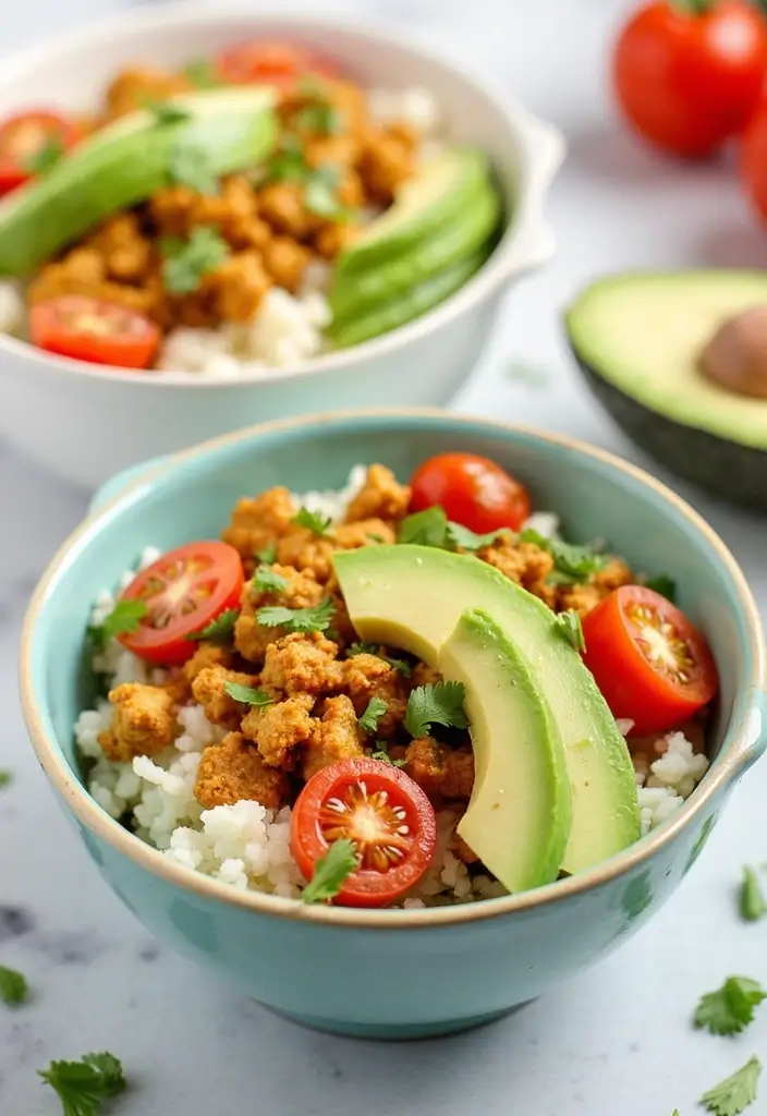 29 Healthy Chicken Taco Recipes for Guilt-Free Dinners 20 29 Healthy Chicken Taco Recipes for Guilt-Free Dinners - 4. Cauliflower Chicken Taco Bowls
