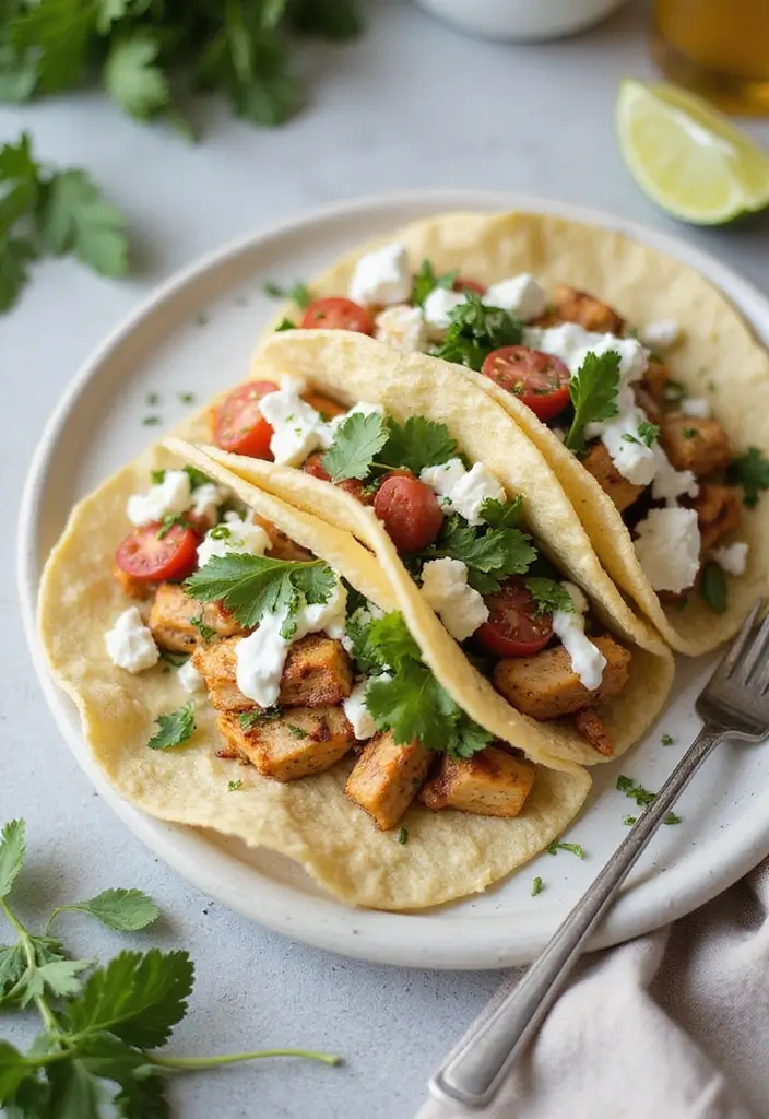 29 Healthy Chicken Taco Recipes for Guilt-Free Dinners 48 29 Healthy Chicken Taco Recipes for Guilt-Free Dinners - 8. Mediterranean Chicken Tacos