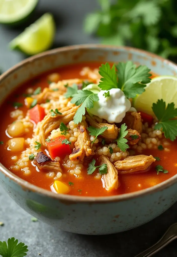 29 Keto Chicken Taco Soup Recipes for Low-Carb Comfort - 15. Chicken Taco Soup with Cilantro Lime Rice
