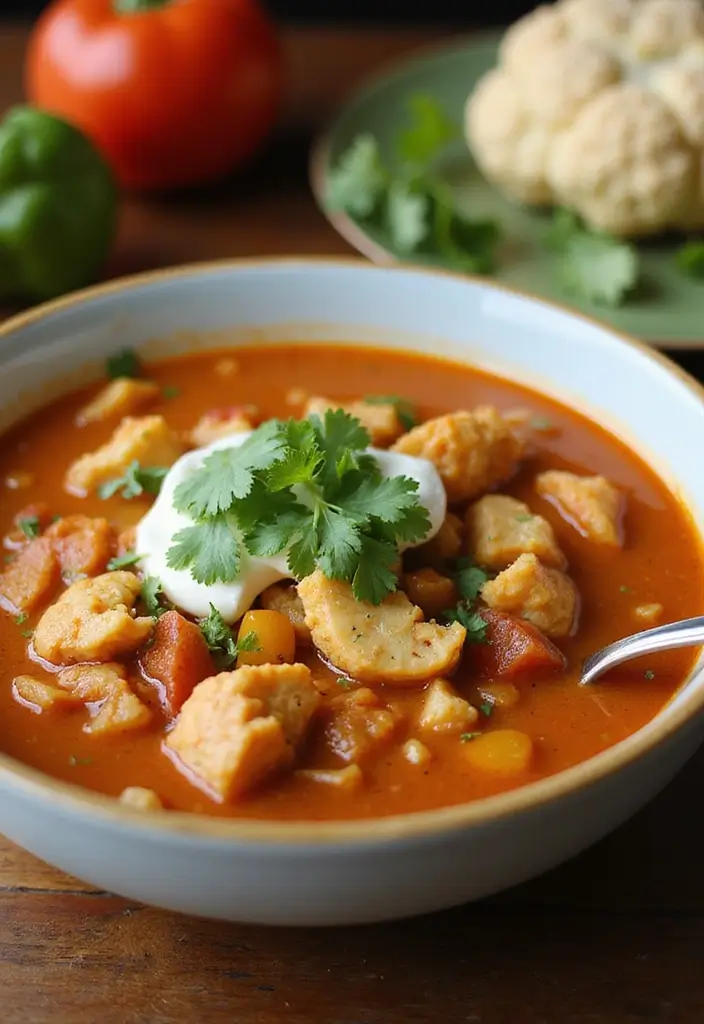 29 Keto Chicken Taco Soup Recipes for Low-Carb Comfort - 6. Keto Chicken Taco Soup with Cauliflower