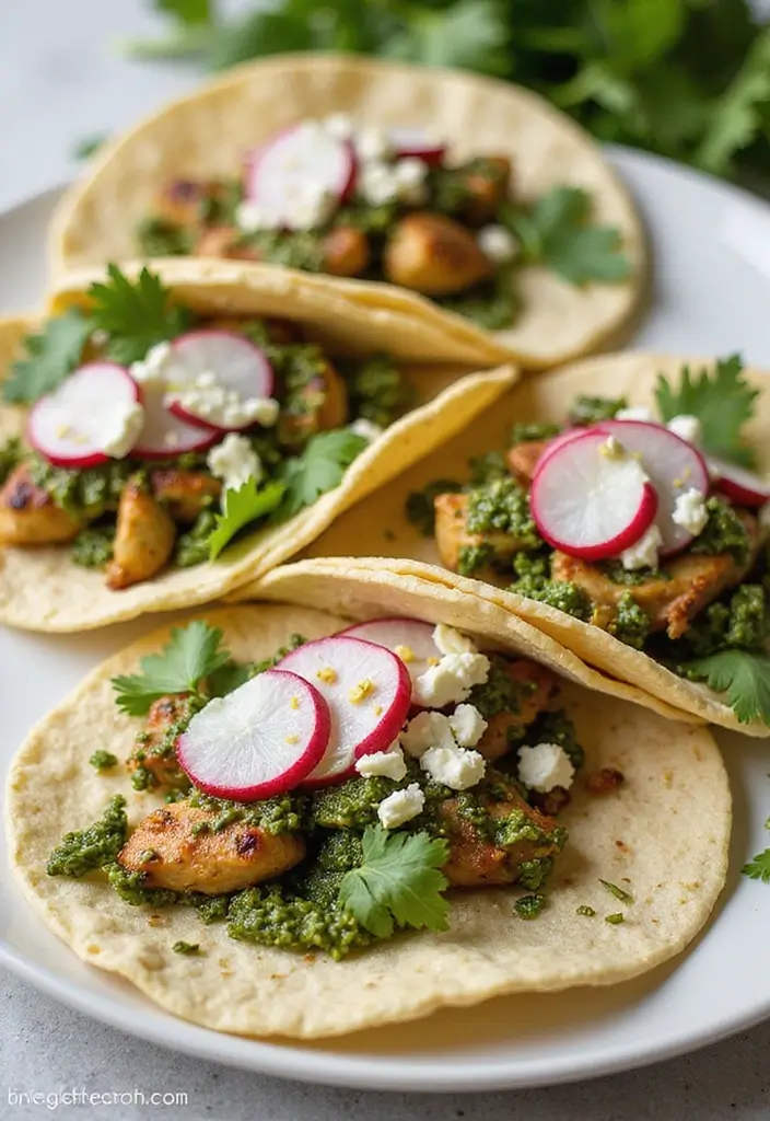 30+ Chicken Taco Recipes Easy and Flavorful 44 30+ Chicken Taco Recipes Easy and Flavorful - 8. Cilantro Pesto Chicken Tacos