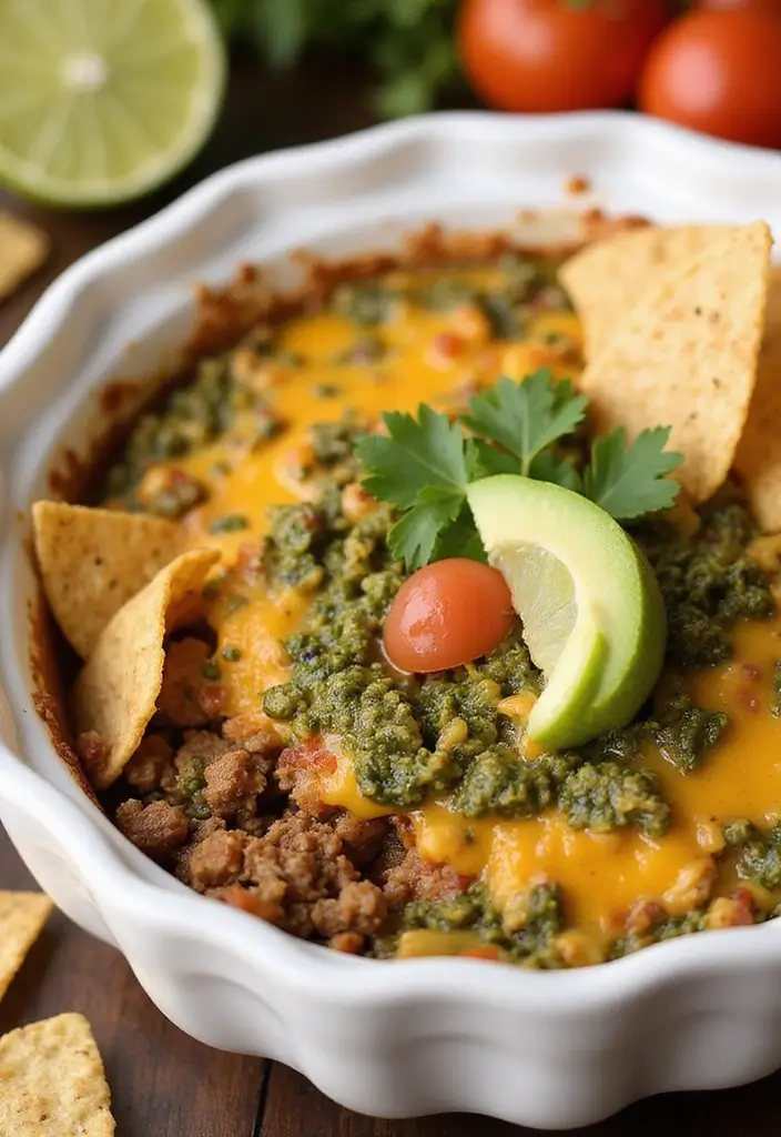 30 Hamburger Taco Dip Recipes for Parties and Game Day 107 30 Hamburger Taco Dip Recipes for Parties and Game Day - 17. Pesto Hamburger Taco Dip