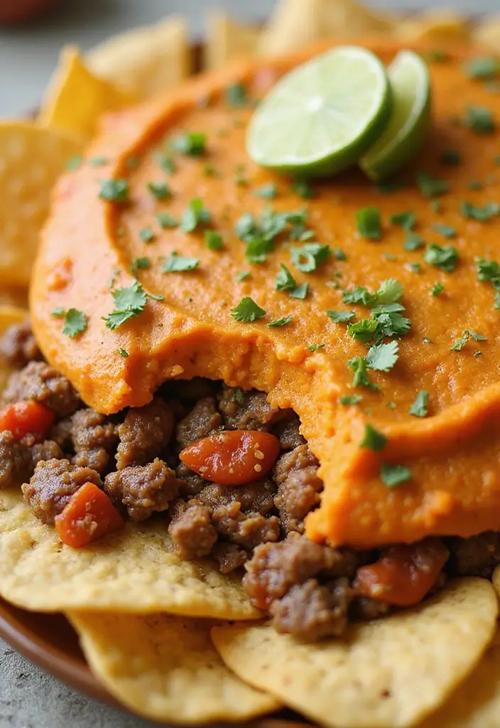 30 Hamburger Taco Dip Recipes for Parties and Game Day 197 30 Hamburger Taco Dip Recipes for Parties and Game Day - 30. Sweet Potato Hamburger Taco Dip