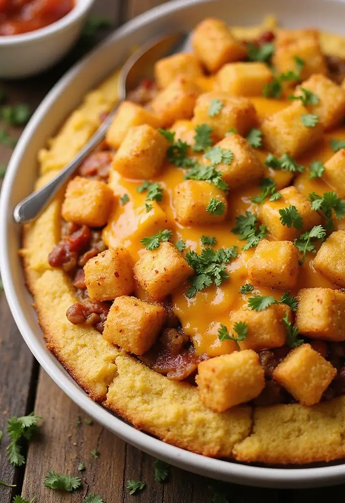 30+ Taco Tater Tot Casserole Recipes the Whole Family Will Love 64 30+ Taco Tater Tot Casserole Recipes the Whole Family Will Love - 10. Taco Tater Tot Casserole with Cornbread Crust