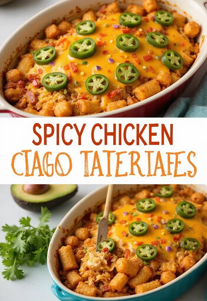 30+ Taco Tater Tot Casserole Recipes the Whole Family Will Love 8 30+ Taco Tater Tot Casserole Recipes the Whole Family Will Love - 2. Spicy Chicken Taco Tater Tot Casserole