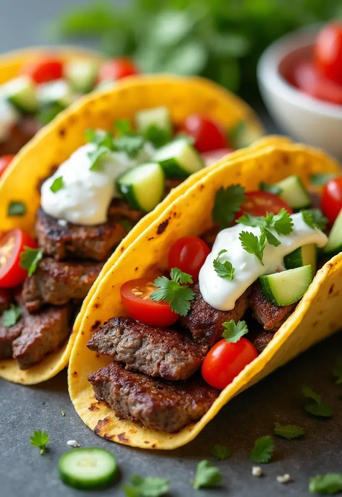 30 Top Round Steak Taco Recipes for Protein-Packed Meals 83 30 Top Round Steak Taco Recipes for Protein-Packed Meals - 13. Greek Steak Tacos