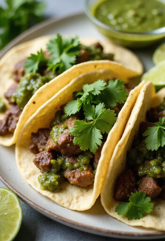 30 Top Round Steak Taco Recipes for Protein-Packed Meals 97 30 Top Round Steak Taco Recipes for Protein-Packed Meals - 15. Salsa Verde Steak Tacos