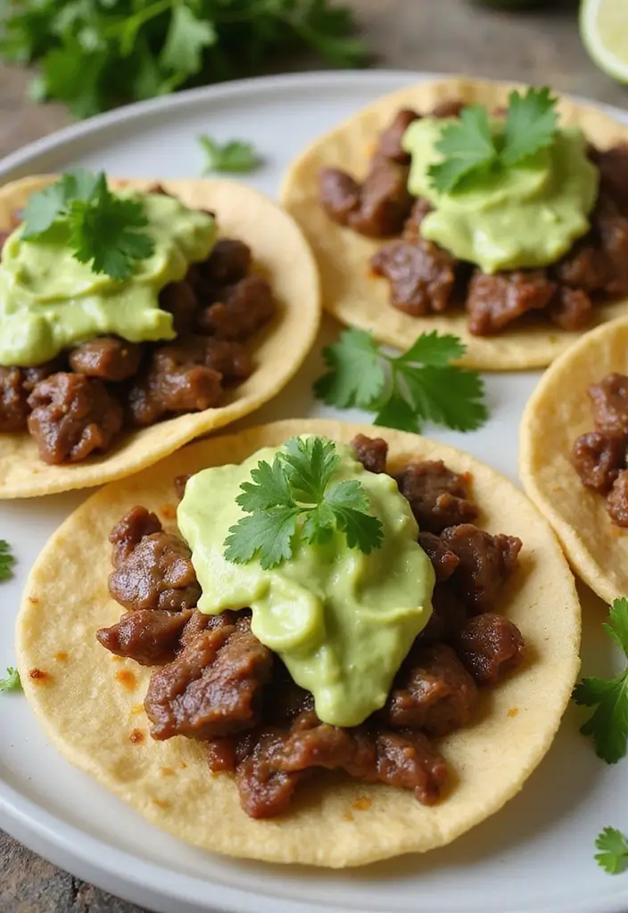 30 Top Round Steak Taco Recipes for Protein-Packed Meals 118 30 Top Round Steak Taco Recipes for Protein-Packed Meals - 18. Steak Tacos with Avocado Cream