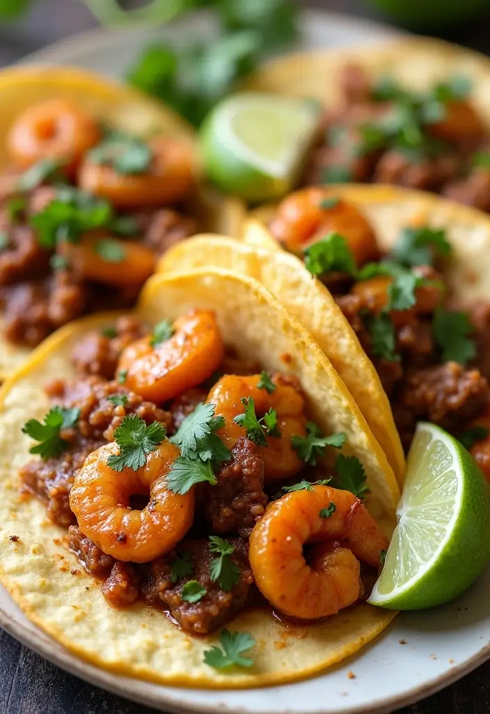 30 Top Round Steak Taco Recipes for Protein-Packed Meals 169 30 Top Round Steak Taco Recipes for Protein-Packed Meals - 25. Chipotle-Lime Shrimp Steak Tacos