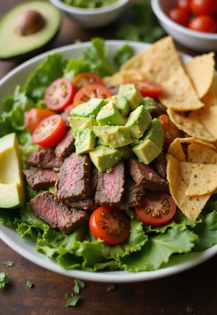 30 Top Round Steak Taco Recipes for Protein-Packed Meals 55 30 Top Round Steak Taco Recipes for Protein-Packed Meals - 9. Taco Salad with Steak